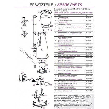 Nyos Tube de controle du niveau d'eau pour Nyos Quantum 220 Nyos