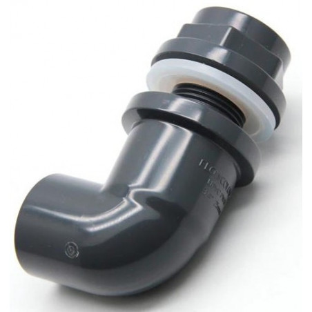Elbow PVC Bulk head // tank fitting Ø 25mm grey