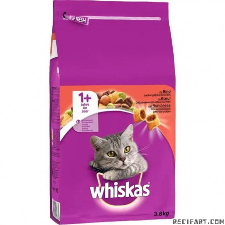 Whiskas Beef Kibbles For Adult Cat 3.8Kg Cat food