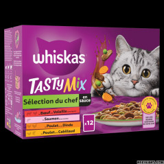 Whiskas tasty mix sachets fraicheur selection du chef en sauce pour chat adulte 4 variétés 40 x 85g
