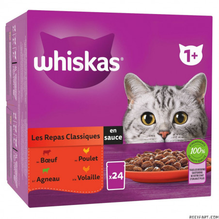 Whiskas Freshness sachets classic meals in sauce for adult cats 4 varieties 24x85g Cat food
