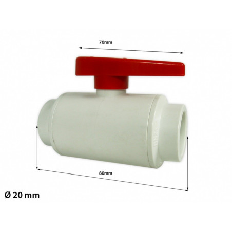 Vanne à bille blanche/rouge 20mm PVC