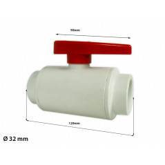 Vanne à bille blanche/rouge 32mm PVC Raccords PVC / fitting
